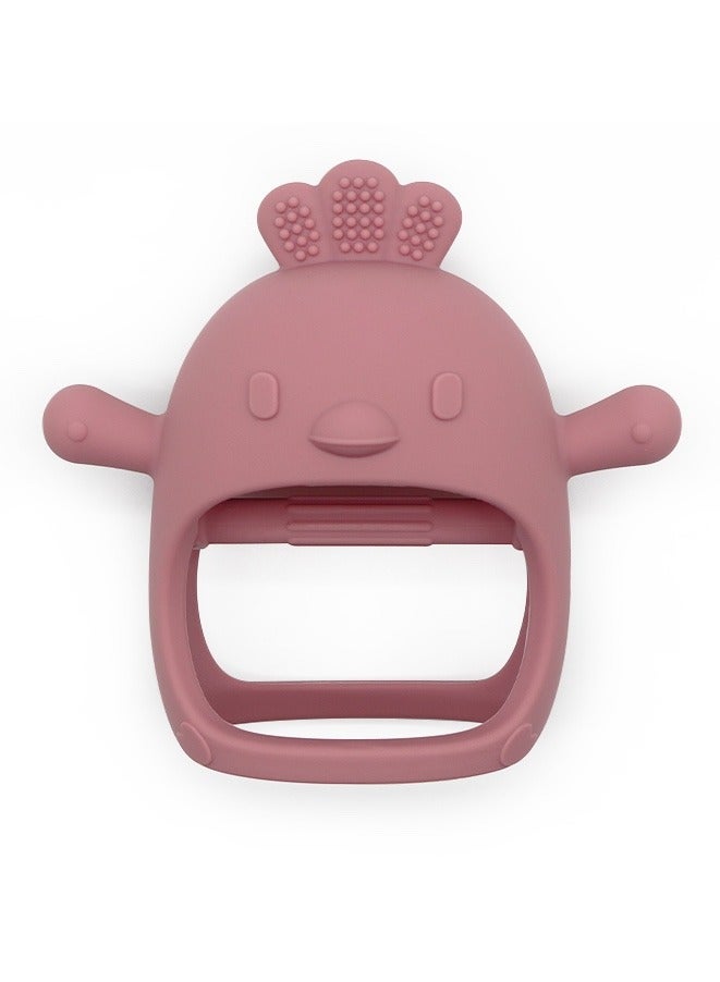 Mini Treasures BPA Free Silicone Baby Teething Toys| Baby Hand Teether Mitten for Sucking Needs| Baby Chew Toys Hand Pacifier for Soothing Teething Pain Relief - Dark Pink - Image 1